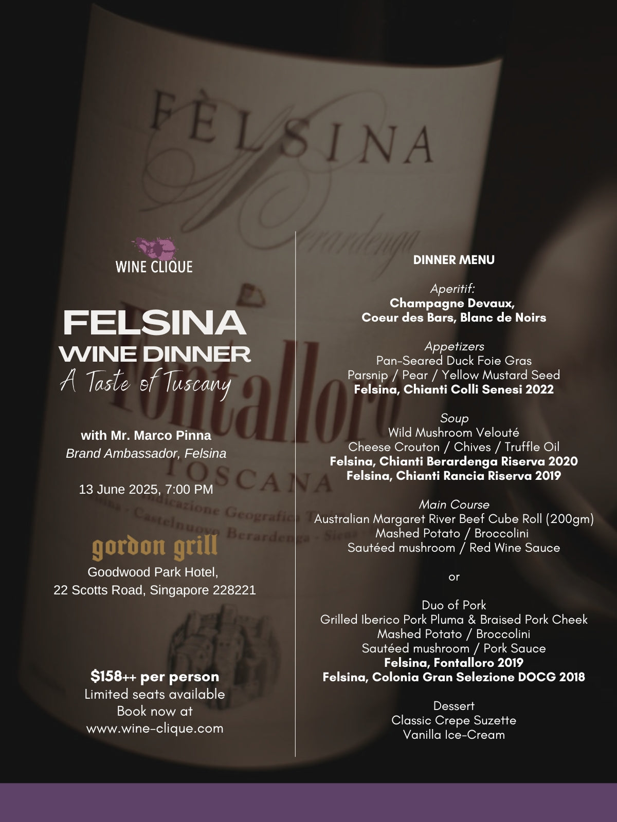 Felsina Wine Dinner at Gordon Grill