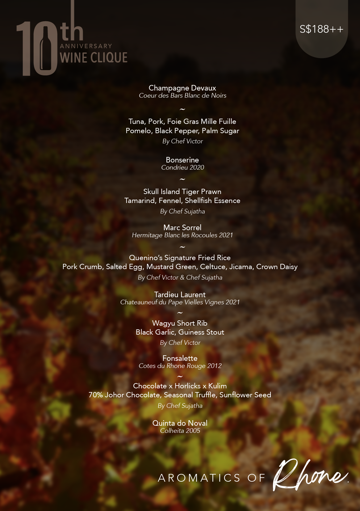 Wine Clique 10th Anniversary Portfolio Dinner at QUENINO